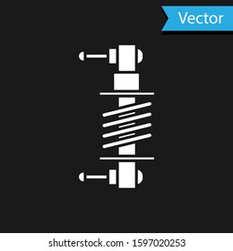 White Shock absorber icon isolated on black background.  Vector Illustration