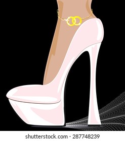 white shoe and bracelet
