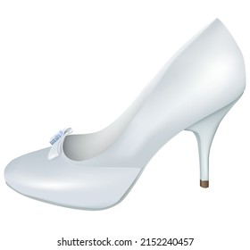zapato blanco de novia. Hermosos zapatos clásicos de boda ilustraciones vectoriales realistas 3d
