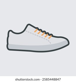 white shoe with outline flat vector design.