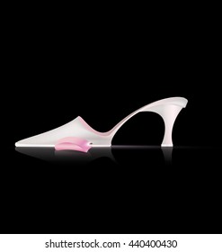 white shoe and pink petal