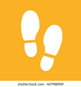 White shoe print vector illustration. Yellow background