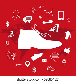 white shoes icon on red background