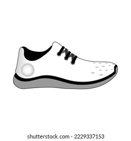 White shoes isolated on white background. Bright Sport sneakers symbol. Vector illustration.