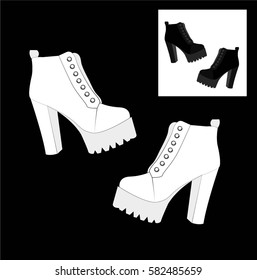 white shoes on a black background