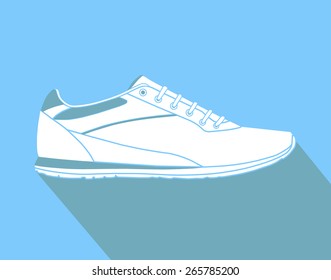 White shoes on a blue background. vector 