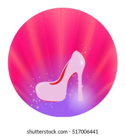 White shoes on the pink background. Icon
