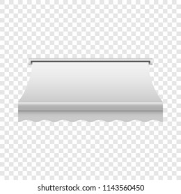 White shop awning mockup. Realistic illustration of white shop awning vector mockup for on transparent background