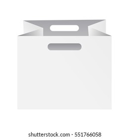 White shopping bag with handles. Shopping bag isolated on white background. Vector illustration.