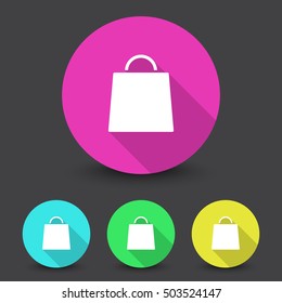 White Shopping Bag icon in different colors set