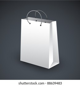 White shopping bag icon on a dark background