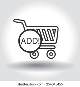 White shopping cart with button "add"