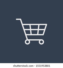 White Shopping Cart Icon isolated on black background. Vector illustration usable for web and mobile apps. Shopping Trolley Icon Vector.