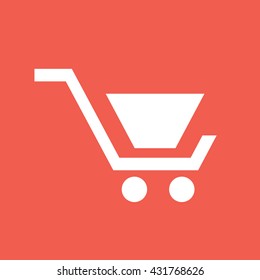 White shopping cart icon vector