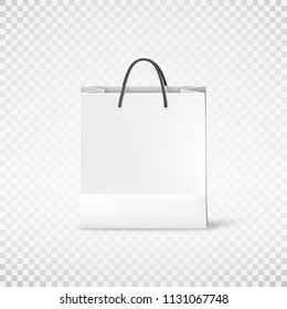 White shopping paper bag. Bag template. Vector illustration isolated on transparent background