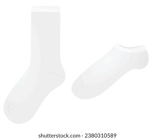 White short and long sock. vector illustration