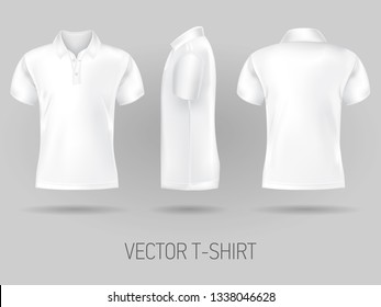 white short sleeve polo shirt design templates front, back, and side views . vector t-shirt mock up