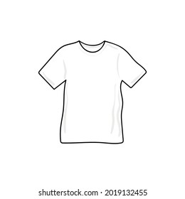 White short sleeve t-shirt mock up. Front view. Vector template. Hand-drawn.