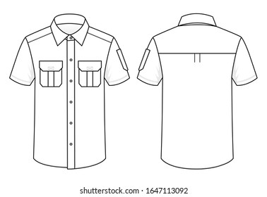 White Short Uniform Shirt Vector Pockets Stock Vector (Royalty Free ...