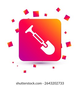 White Shovel icon isolated on white background. Gardening tool. Tool for horticulture, agriculture, farming. Square color button. Vector