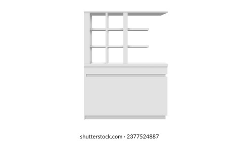 white showcase cabinet on the white background