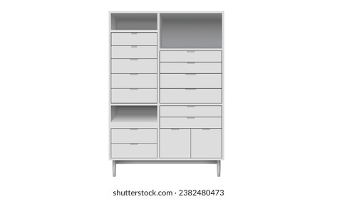 white showcase cabinet on the white background