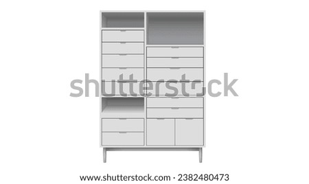 white showcase cabinet on the white background