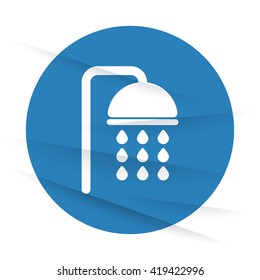 White Shower icon label on wrinkled paper