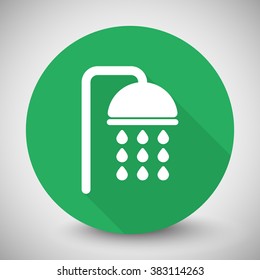White Shower icon with long shadow on green circle
