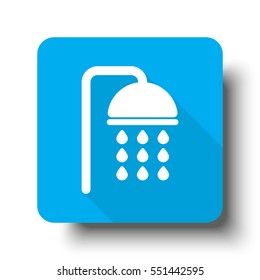 White Shower icon on blue web button