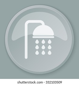 White Shower icon on grey web button