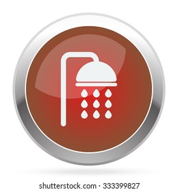White Shower icon on red web app button
