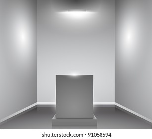 white showroom with empty plinth and light