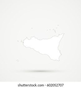 White Sicily Map Illustration