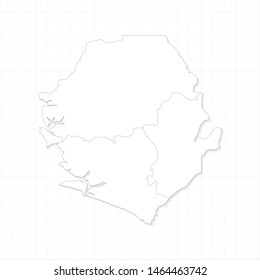 White Sierra Leone map and grid vector. Thin gray outline on white background. EPS10.