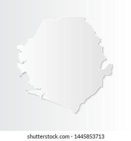 White Sierra Leone map-countries. Vector paper map of Sierra Leone on a gray background. Vector illustration.