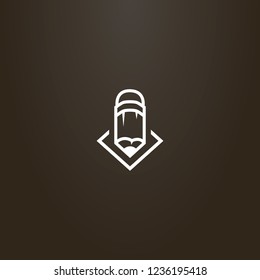 white sign on a black background. vector line art sign of pencil on a rhombus sheet