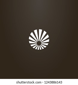 white sign on a black background. round vector flat art sign of sun with rays around
