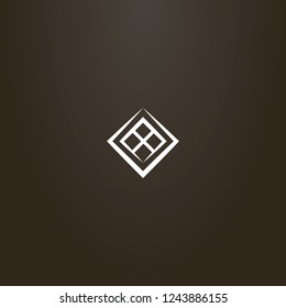 white sign on a black background. vector geometric sign of rotated window 