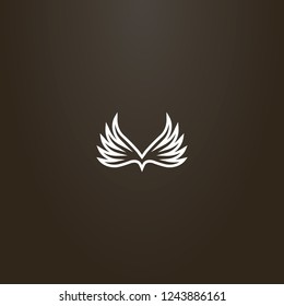 white sign on a black background. vector sign of two abstract bird wings