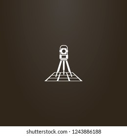 white sign on a black background. vector simple geometric sign of total station on a map