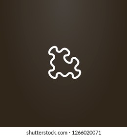 white sign on a black background. line art vector outline sign of puzzle detail