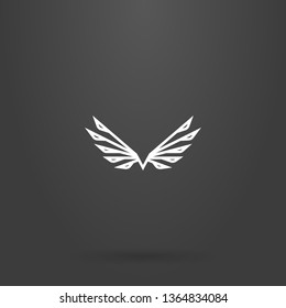 white sign on a black background. simple line art abstract vector logo of flying bird 