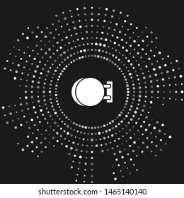 White Signboard hanging icon isolated on grey background. Suitable for advertisements bar, cafe, pub, restaurant. Abstract circle random dots. Vector Illustration