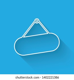 White Signboard hanging line icon isolated with long shadow. Suitable for advertisements bar, cafe, pub, restaurant. Vector Illustration