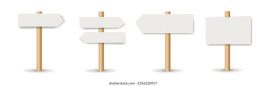 White Signs Mocup Collection Isolated White Background With Gradient Mesh, Vector Illustration