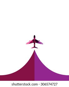 white silhouette of airplane, isolated modern design style vector illustration concept.