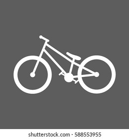 white silhouette of a bicycle icon on flat grey square background