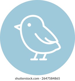 White Silhouette Bird on Blue Circular Background