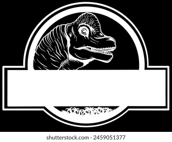 white silhouette of brachiosaurus Dinosaurs logo on black background vector.